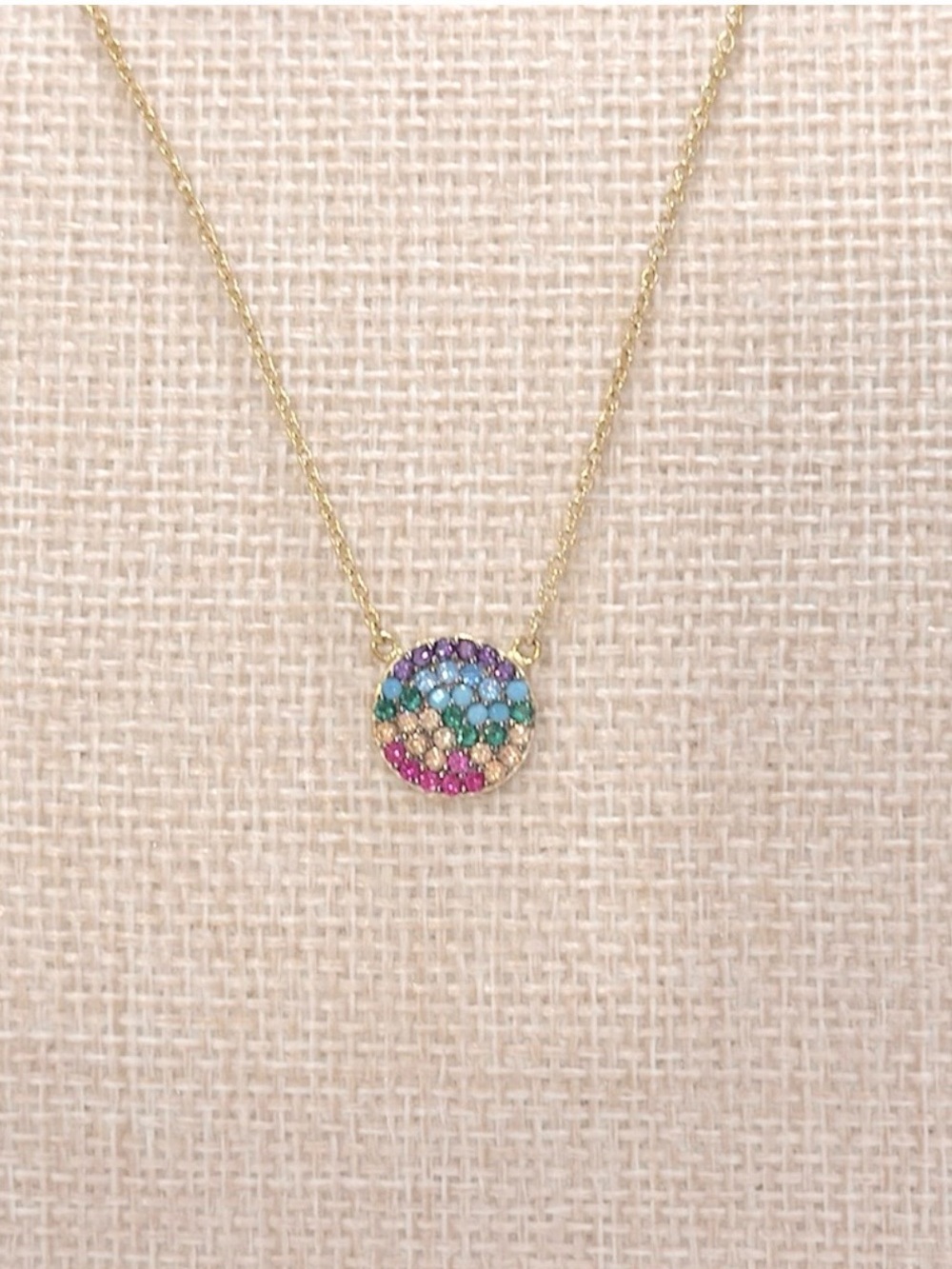AQUA Multi Color Disc Pendant Necklace in Gold Tone-Plated Sterling Silver, 15"